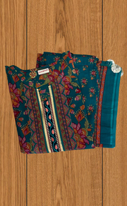 Teal Green Garden Jaipur Cotton Kurti With Pant And Dupatta Set. Pure Versatile Cotton. | Laces and Frills - Laces and Frills