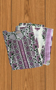 Purple Garden Jaipur Cotton Kurti With Pant And Dupatta Set. Pure Versatile Cotton. | Laces and Frills - Laces and Frills