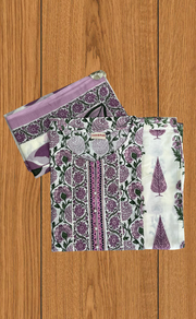 Purple Garden Jaipur Cotton Kurti With Pant And Dupatta Set. Pure Versatile Cotton. | Laces and Frills - Laces and Frills