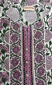 Purple Garden Jaipur Cotton Kurti With Pant And Dupatta Set. Pure Versatile Cotton. | Laces and Frills - Laces and Frills