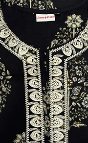 Black Garden Jaipur Cotton Kurti With Pant And Dupatta Set. Pure Versatile Cotton. | Laces and Frills - Laces and Frills