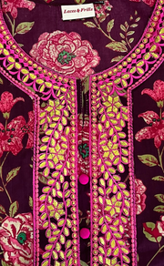 Maroon Embroidery Kurti With Pant And Dupatta Set .Pure Versatile Cotton. | Laces and Frills - Laces and Frills