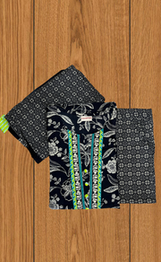 Black Floral Jaipur Cotton Kurti With Pant And Dupatta Set  .Pure Versatile Cotton. | Laces and Frills - Laces and Frills
