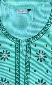 Green Embroidery Kurti With Pant And Dupatta Set.Pure Versatile Cotton. | Laces and Frills - Laces and Frills