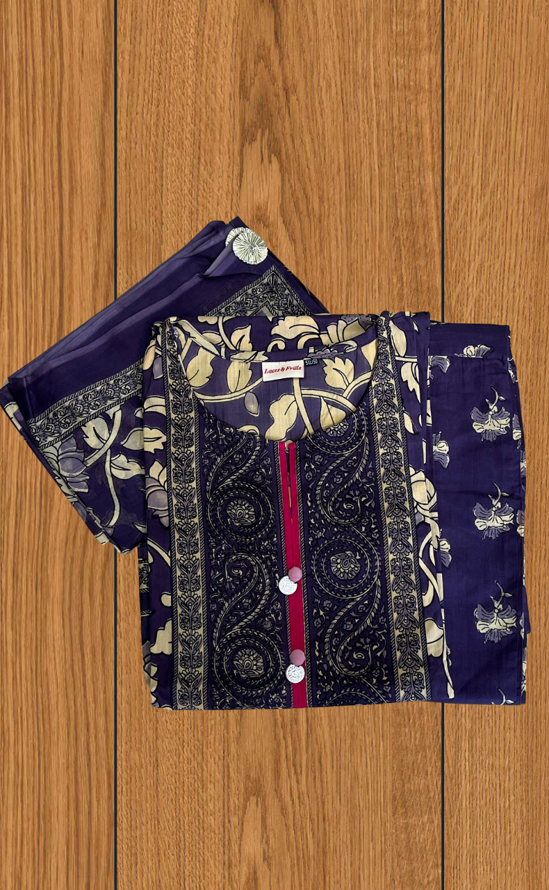 Violet Garden Jaipur Cotton Kurti With Pant And Dupatta Set. Pure Versatile Cotton. | Laces and Frills