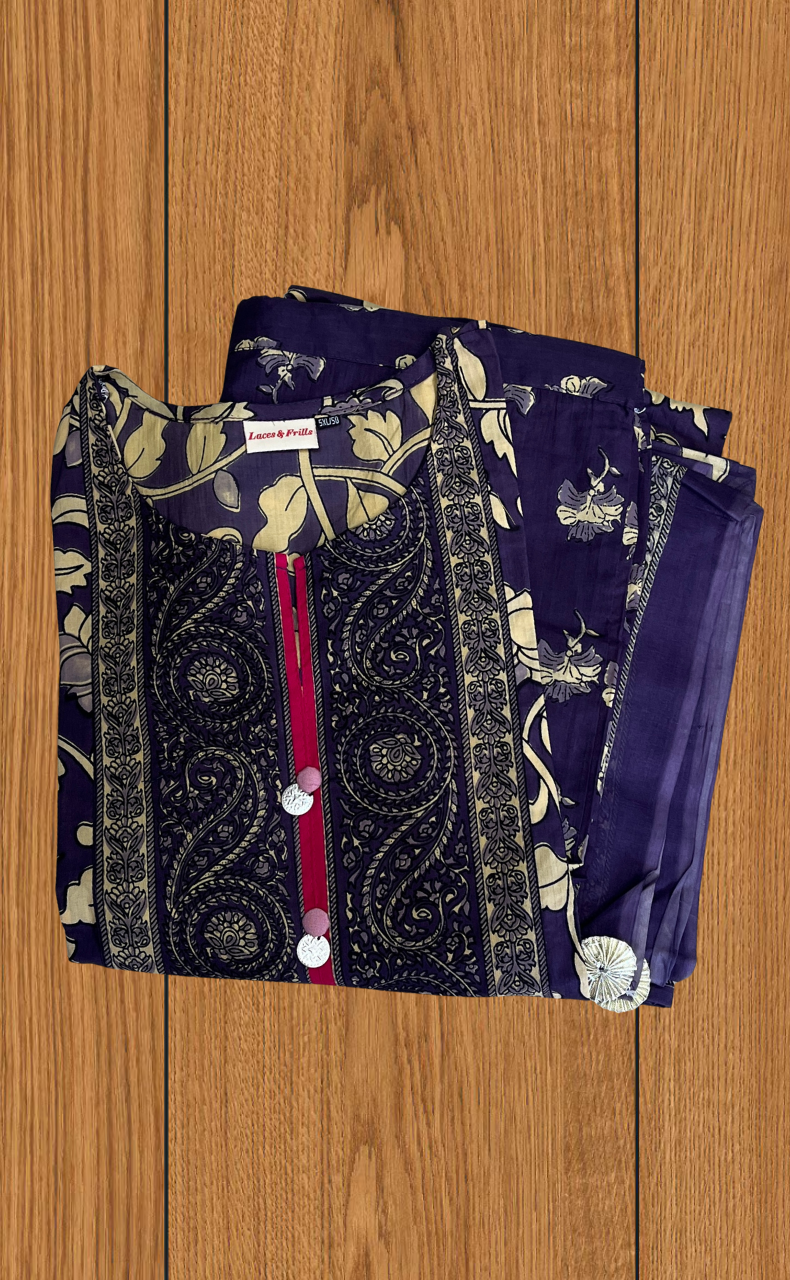 Violet Garden Jaipur Cotton Kurti With Pant And Dupatta Set. Pure Versatile Cotton. | Laces and Frills