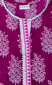 Pink Mughal Motif Kurti With Pant And Dupatta Set .Pure Versatile Cotton. | Laces and Frills - Laces and Frills