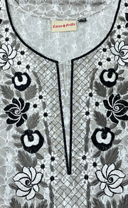 Grey Embroidery Kurti With Pant And Dupatta Set.Pure Versatile Cotton. | Laces and Frills - Laces and Frills