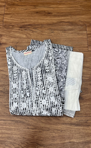Grey Garden Kurti With Pant And Dupatta Set  .Pure Versatile Cotton. | Laces and Frills - Laces and Frills