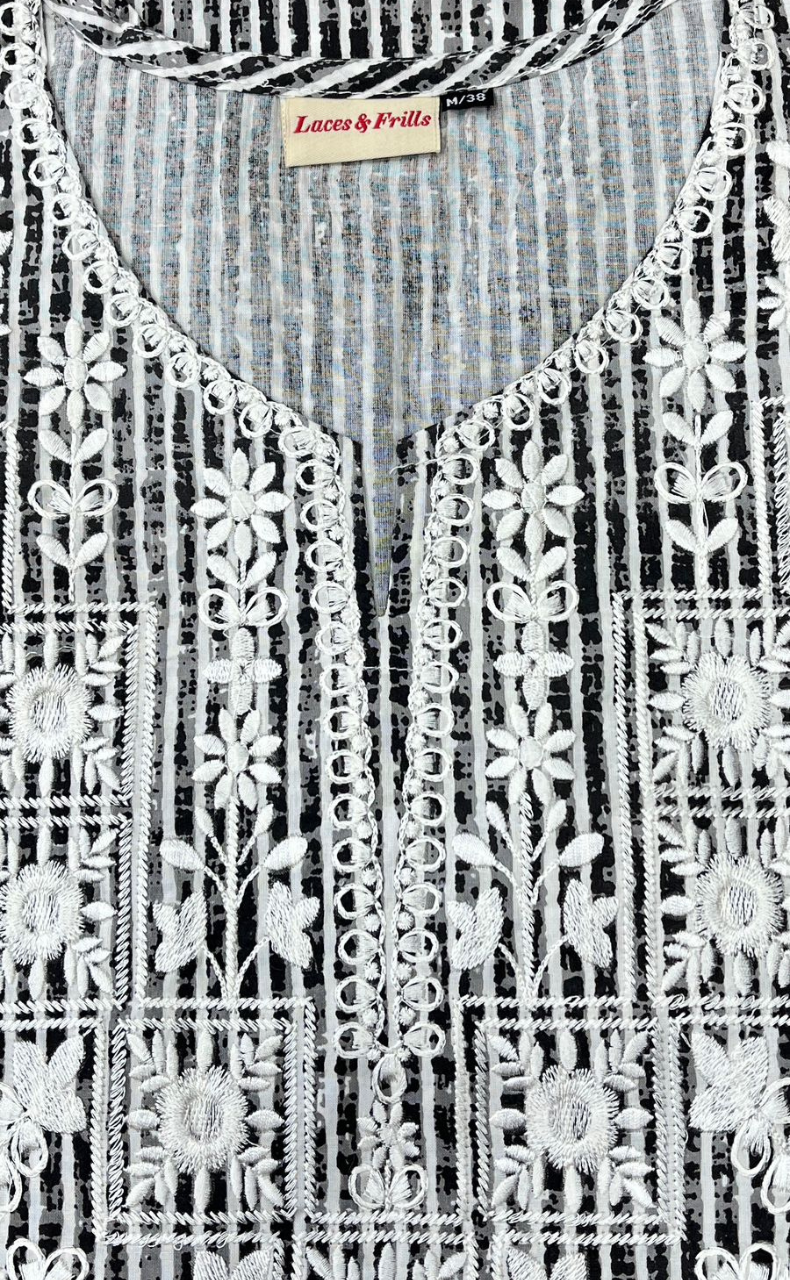 Grey Garden Kurti With Pant And Dupatta Set  .Pure Versatile Cotton. | Laces and Frills - Laces and Frills