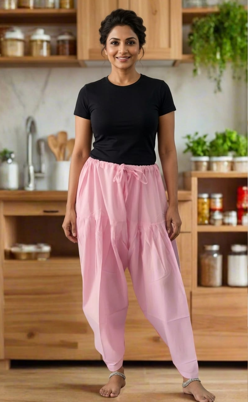Baby Pink Pure Cotton Free Size Salwar Bottom. Pure Durable Cotton | Laces and Frills