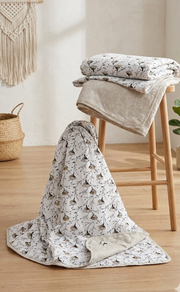 Blanket | Dohar. Beige Flora soft & Cozy. Two Pc Single bed | Laces and Frills - Laces and Frills