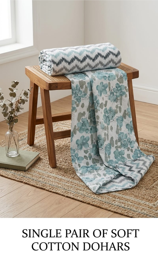 Blanket | Dohar. Sea Green Flora soft & Cozy. Two Pc Single bed | Laces and Frills - Laces and Frills