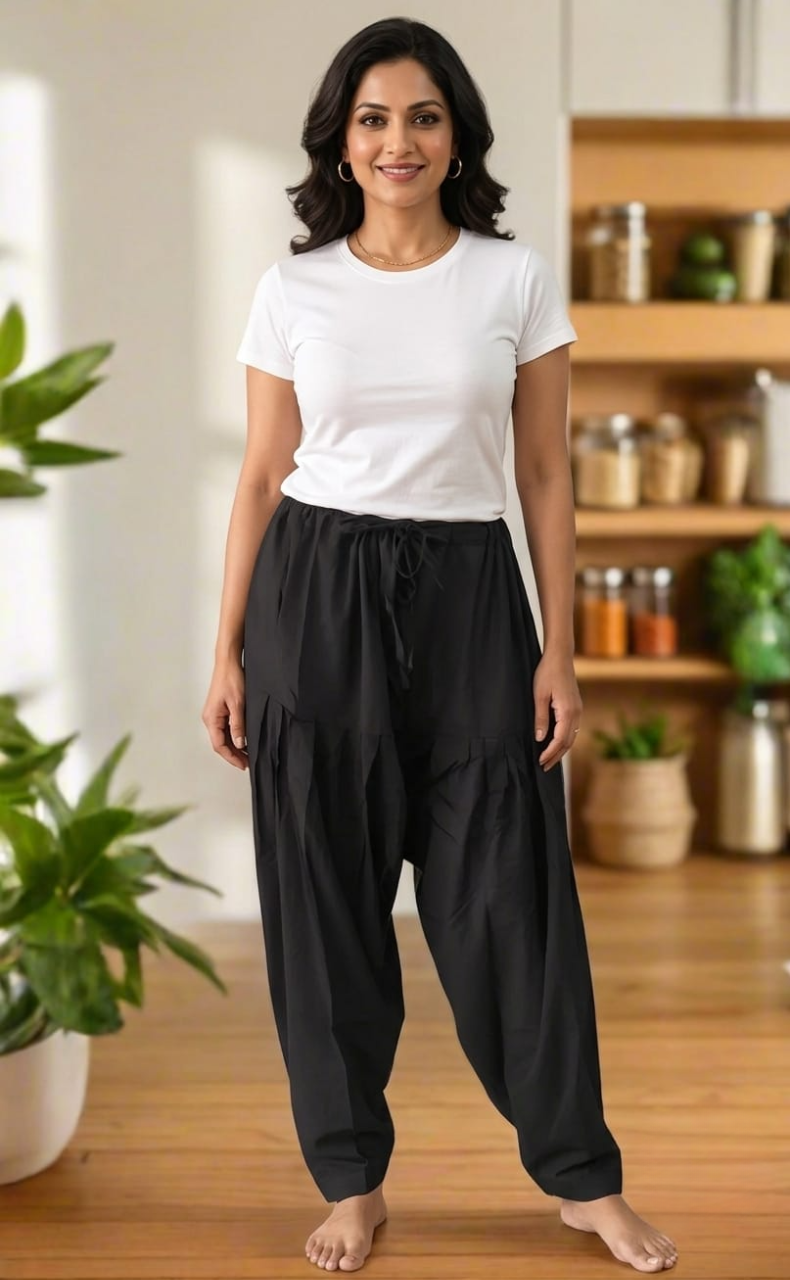 Black Pure Cotton Free Size Salwar Bottom . Pure Durable Cotton | Laces and Frills