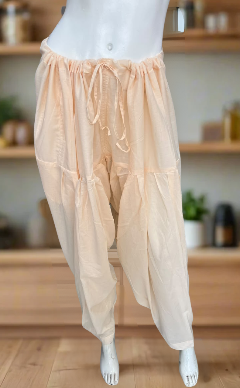 Light Peach Pure Cotton Free Size Salwar Bottom . Pure Durable Cotton | Laces and Frills