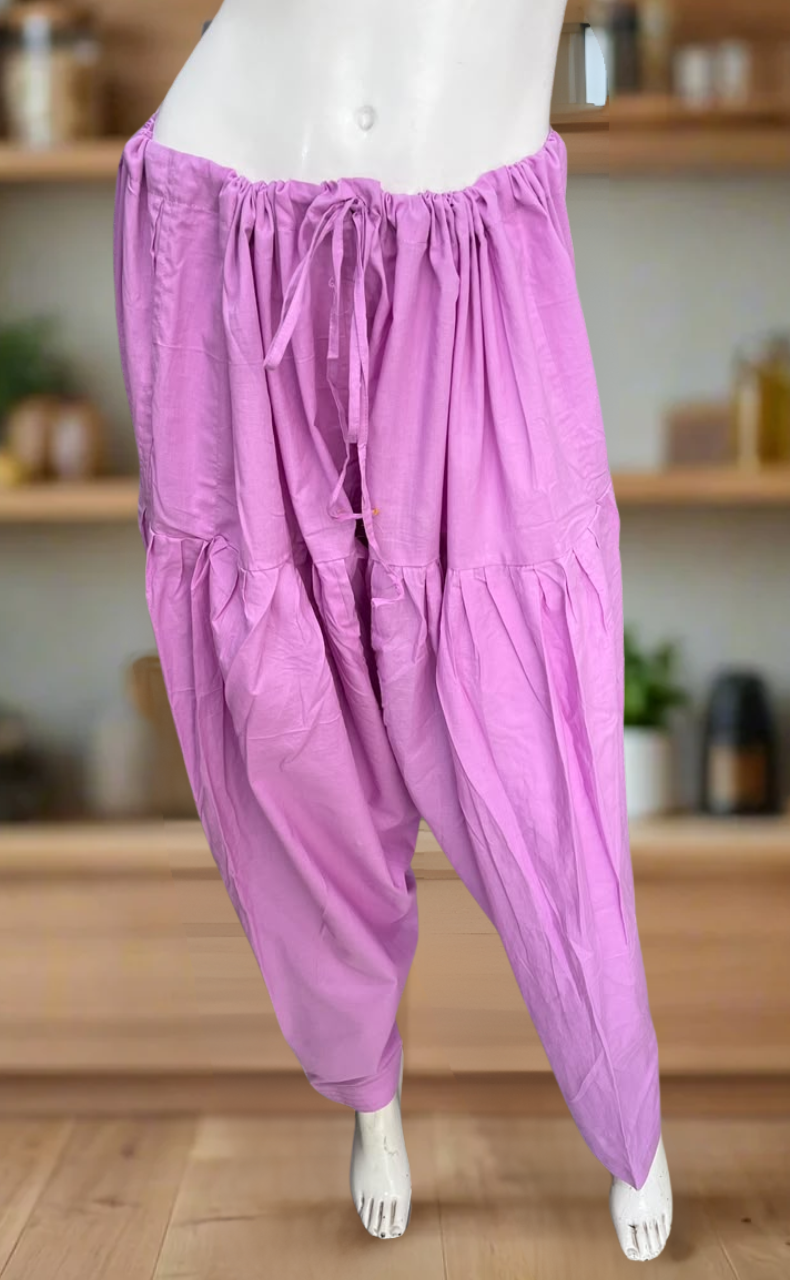 Lavender Pure Cotton Free Size Salwar Bottom . Pure Durable Cotton | Laces and Frills