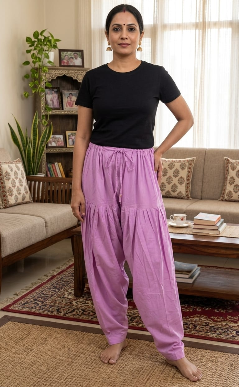Lavender Pure Cotton Free Size Salwar Bottom . Pure Durable Cotton | Laces and Frills
