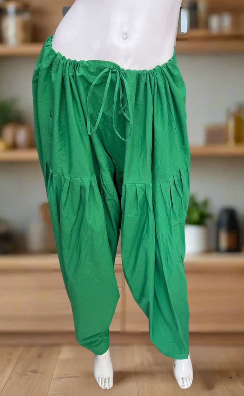 Green Pure Cotton Free Size Salwar Bottom . Pure Durable Cotton | Laces and Frills