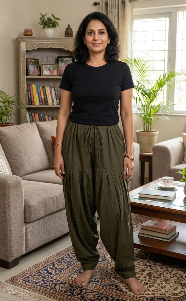 Military Green Pure Cotton Free Size Salwar Bottom . Pure Durable Cotton | Laces and Frills