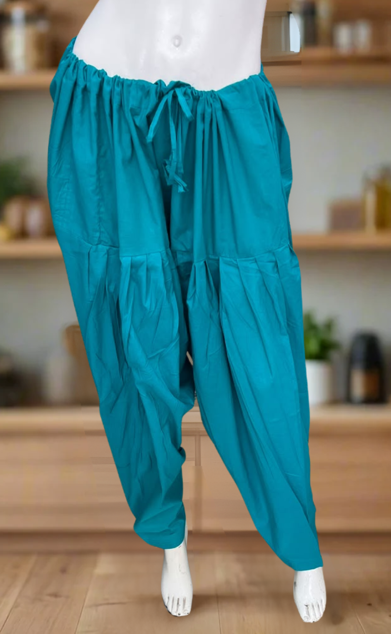 Teal Green Pure Cotton Free Size Salwar Bottom . Pure Durable Cotton | Laces and Frills