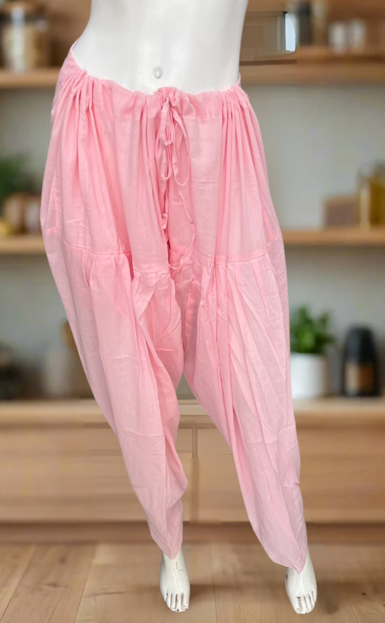 Baby Pink Pure Cotton Free Size Salwar Bottom . Pure Durable Cotton | Laces and Frills