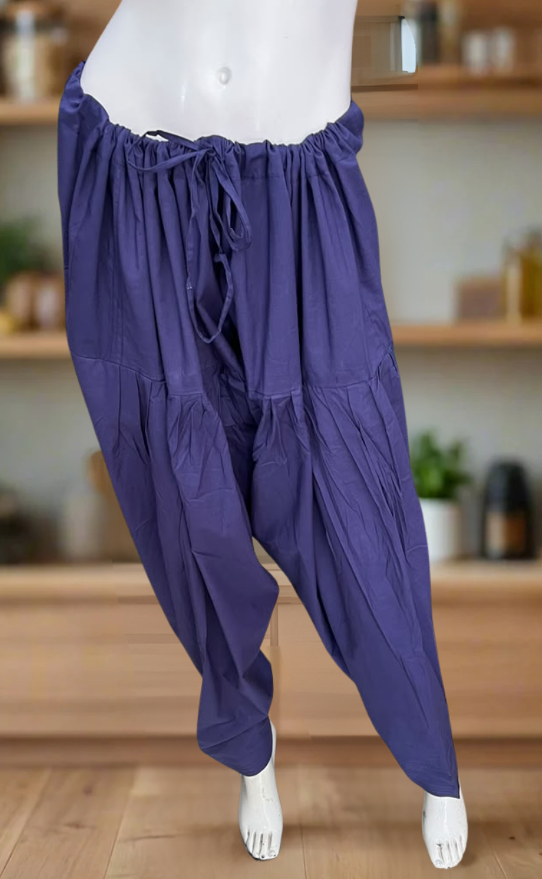 Jamun Purple Pure Cotton Free Size Salwar Bottom . Pure Durable Cotton | Laces and Frills