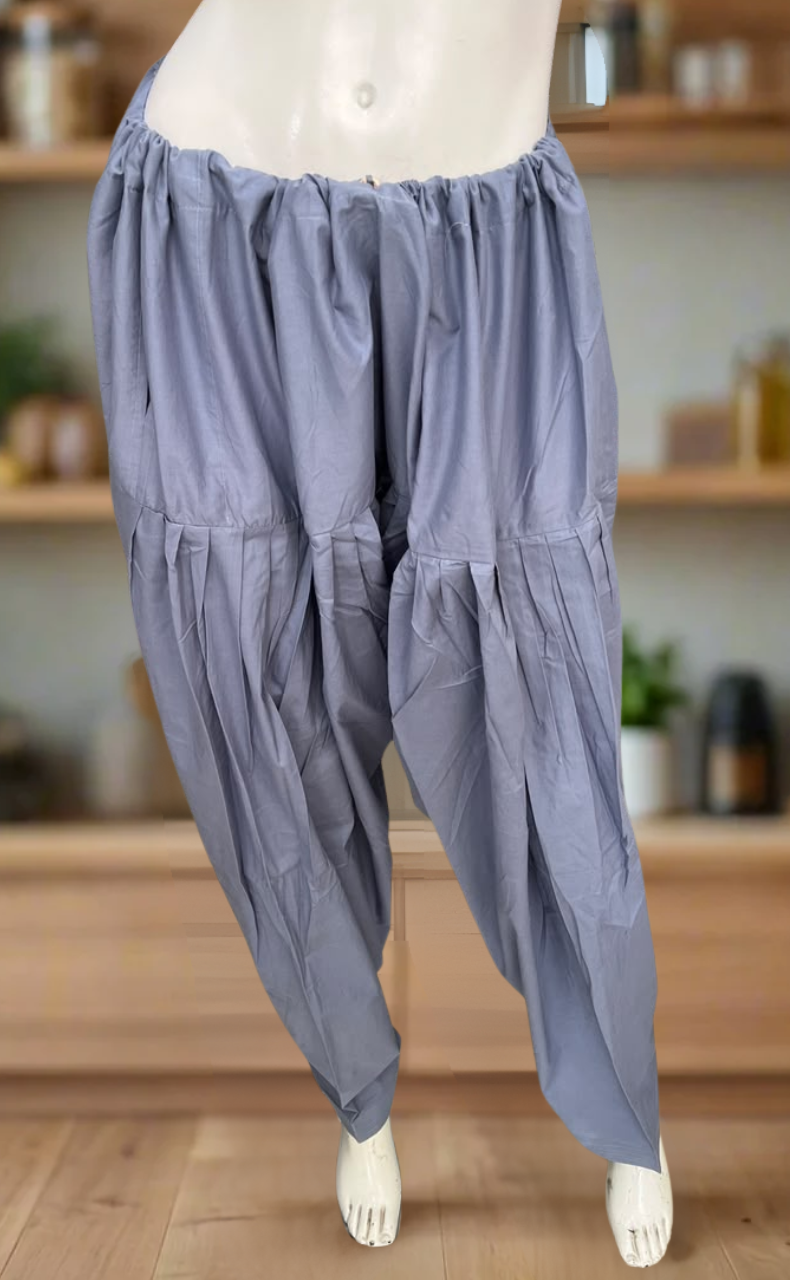 Bluish Grey Pure Cotton Free Size Salwar Bottom . Pure Durable Cotton | Laces and Frills
