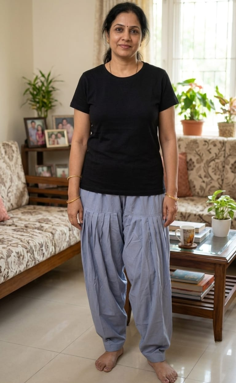 Bluish Grey Pure Cotton Free Size Salwar Bottom . Pure Durable Cotton | Laces and Frills