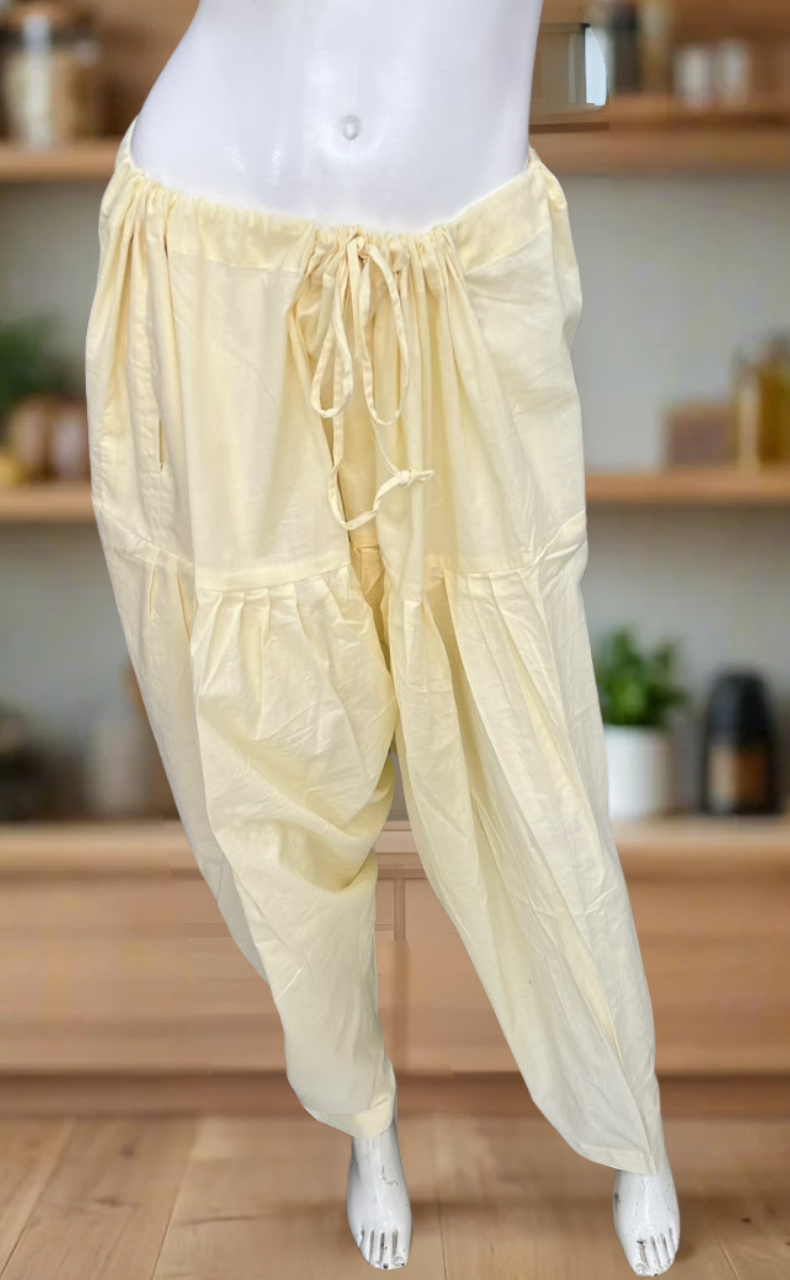 Ivory Pure Cotton Free Size Salwar Bottom . Pure Durable Cotton | Laces and Frills
