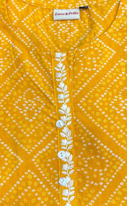Yellow Bandini Jaipuri Cotton Short Kurti. Pure Versatile Cotton. | Laces and Frills - Laces and Frills