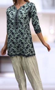 Blue Garden Jaipuri Cotton Short Kurti. Pure Versatile Cotton. | Laces and Frills - Laces and Frills