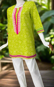 Green Bandini Jaipur Cotton Short Kurti. Pure Versatile Cotton. | Laces and Frills