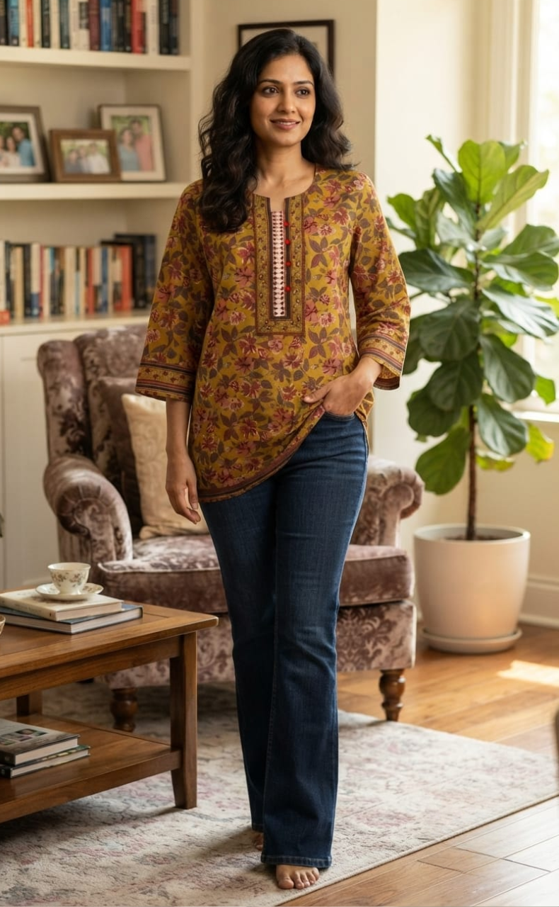 Mustard Garden Jaipur Cotton Short Kurti. Pure Versatile Cotton. | Laces and Frills