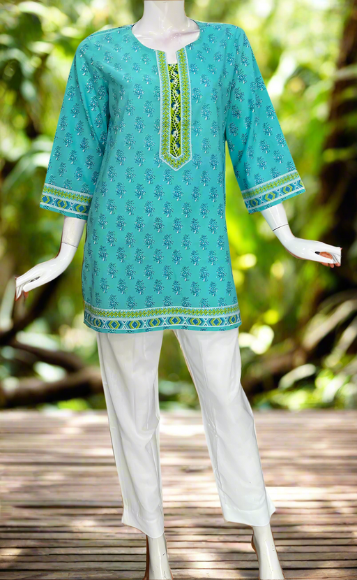 Sea Green Flora Jaipur Cotton Short Pure Versatile Cotton