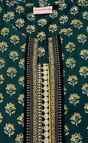 Bottle Green Floral Jaipur Cotton Short Kurti. Pure Versatile Cotton. | Laces and Frills