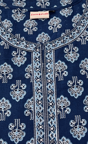 Blue Floral Jaipur Cotton Short Kurti. Pure Versatile Cotton. | Laces and Frills