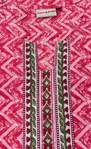 Candy Pink Zigzag Jaipur Cotton Short Kurti. Pure Versatile Cotton. | Laces and Frills