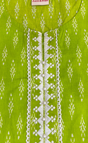 Green Leafy Jaipur Cotton Short Kurti. Pure Versatile Cotton. | Laces and Frills