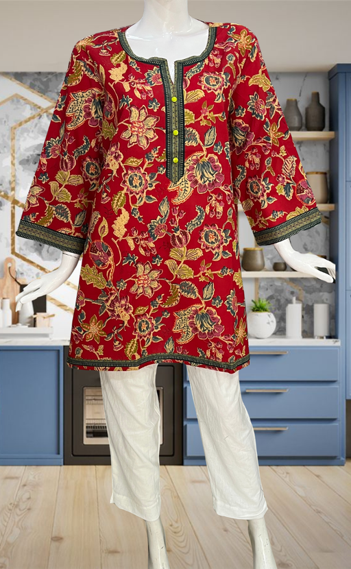 Red Garden Jaipur Cotton Short Kurti. Pure Versatile Cotton. | Laces and Frills