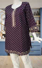 Violet Tiny Flora Jaipur Cotton Short Kurti. Pure Versatile Cotton. | Laces and Frills
