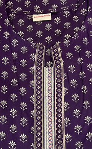 Violet Tiny Flora Jaipur Cotton Short Kurti. Pure Versatile Cotton. | Laces and Frills