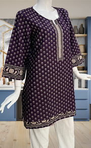Violet Tiny Flora Jaipur Cotton Short Kurti. Pure Versatile Cotton. | Laces and Frills
