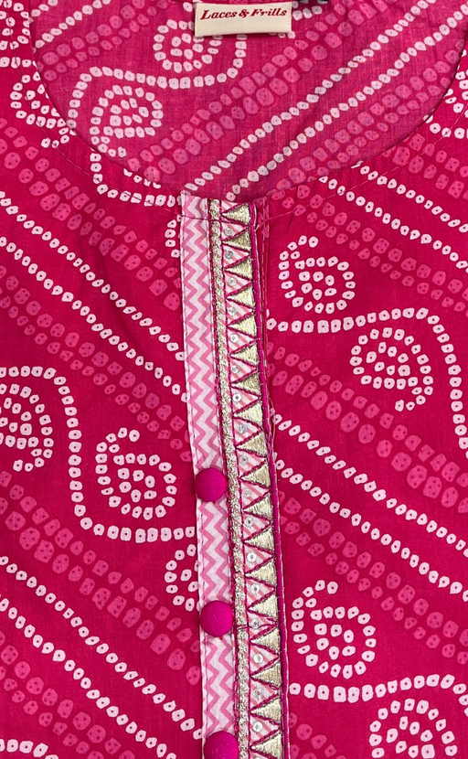 Pink Bandini Jaipur Cotton Short Kurti. Pure Versatile Cotton. | Laces and Frills