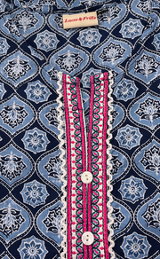 Blue Floral Jaipur Cotton Short Kurti. Pure Versatile Cotton. | Laces and Frills