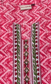 Pink Abstract Jaipur Cotton Short Kurti. Pure Versatile Cotton. | Laces and Frills
