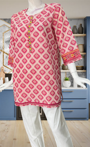 Pink Flora Jaipur Cotton Short Kurti. Pure Versatile Cotton. | Laces and Frills