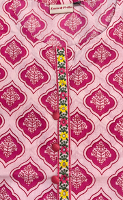 Pink Flora Jaipur Cotton Short Kurti. Pure Versatile Cotton. | Laces and Frills