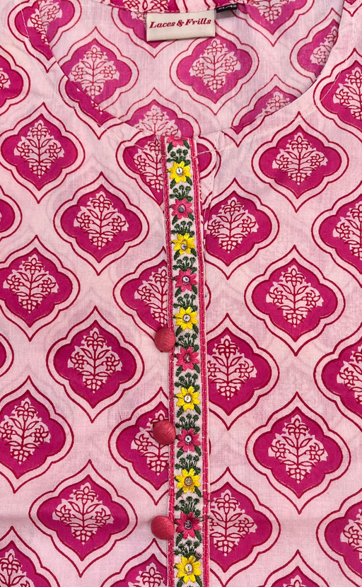 Pink Flora Jaipur Cotton Short Kurti. Pure Versatile Cotton. | Laces and Frills
