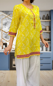 Yellow Garden Jaipur Cotton Short Kurti. Pure Versatile Cotton. | Laces and Frills