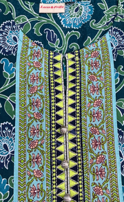 Teal Blue Garden Jaipur Cotton Short Kurti. Pure Versatile Cotton. | Laces and Frills - Laces and Frills